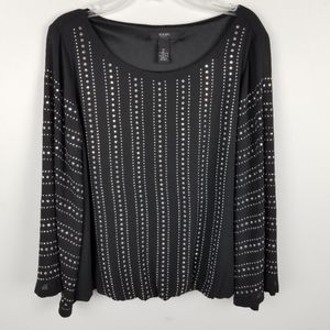 Alfani Black Bell Sleeve Blouse 6 Petite